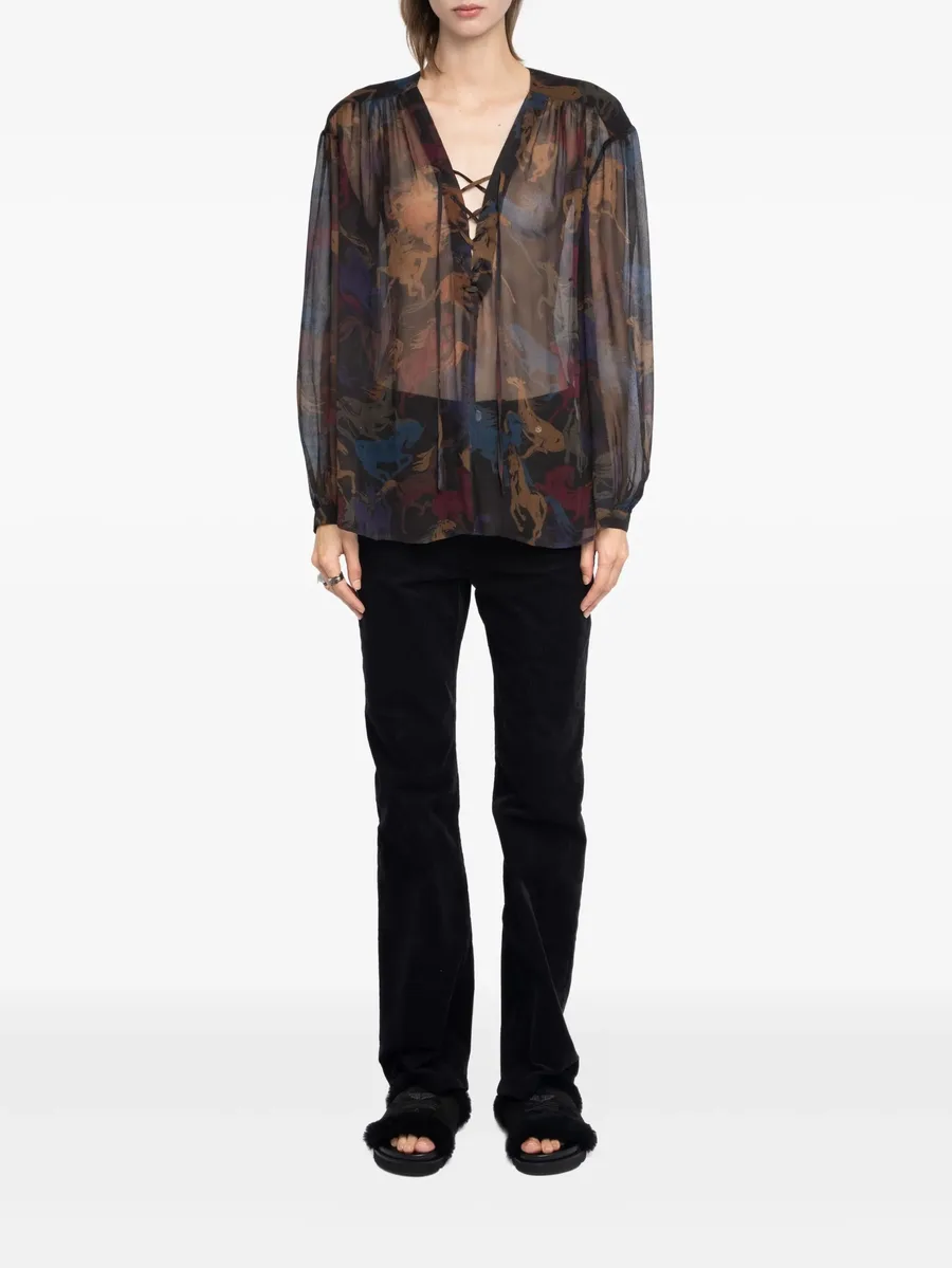 horse-print lace-up top 4