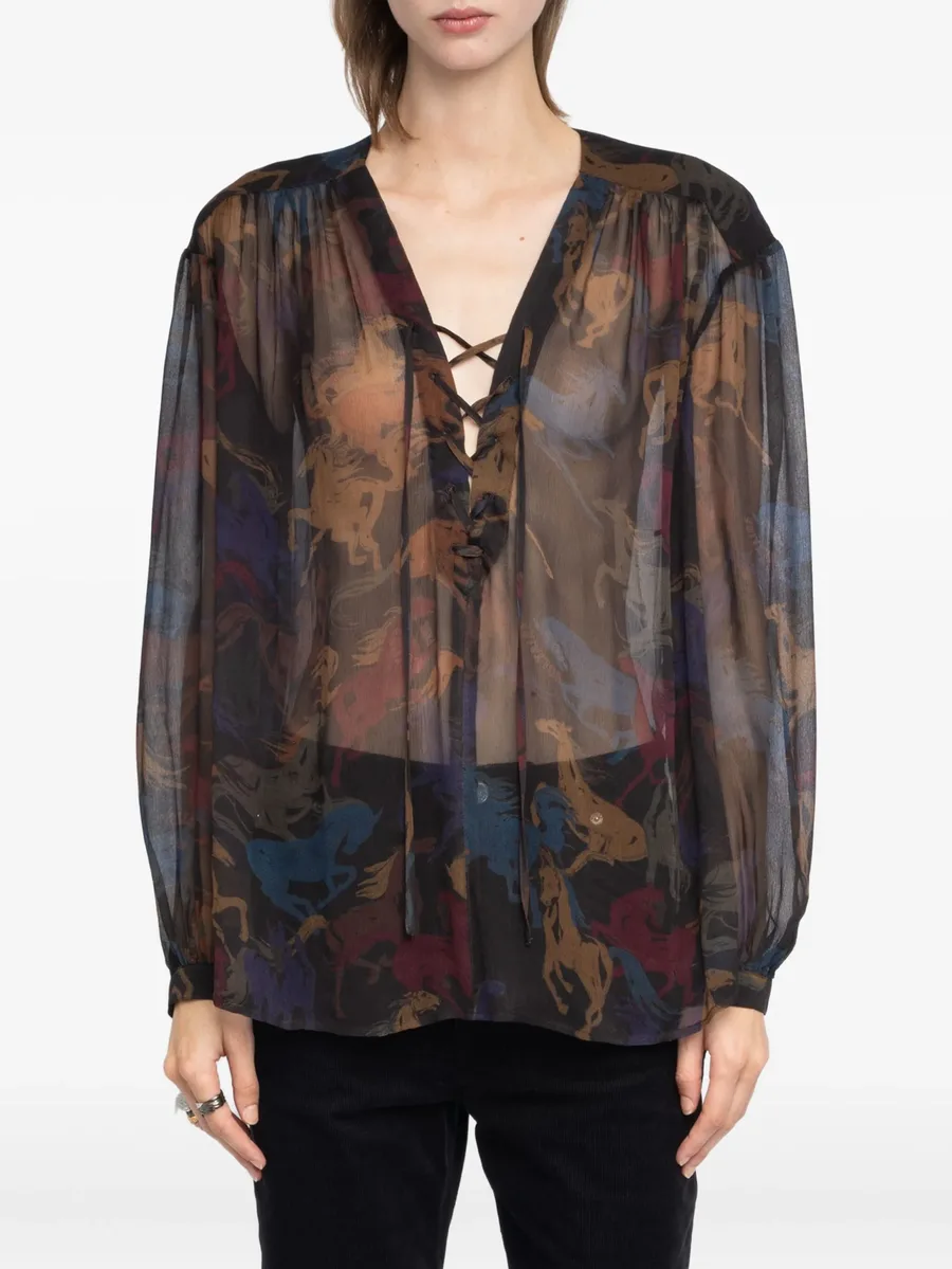 horse-print lace-up top 8