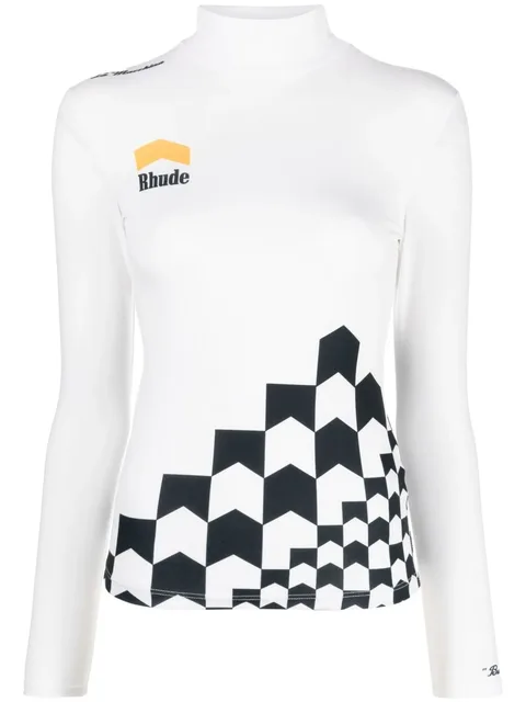 high-neck long-sleeve T-shirt