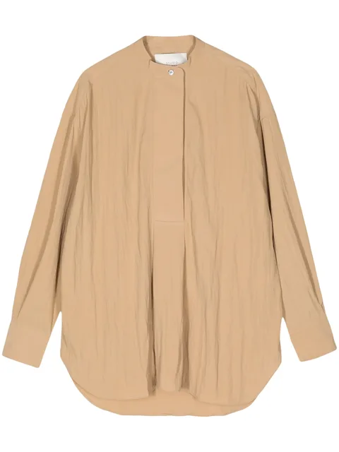 long-sleeve band-collar blouse