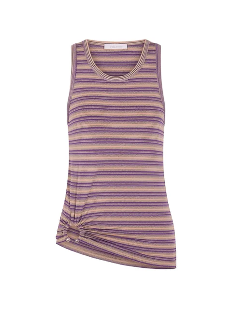 striped piercing-detail tank top
