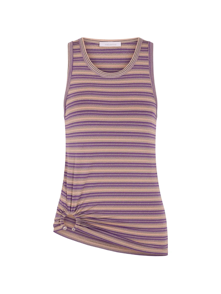 striped piercing-detail tank top 2
