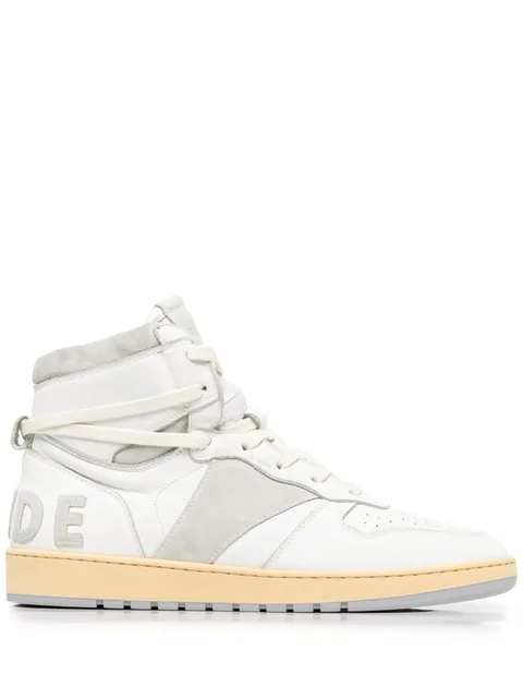 panelled hi-top sneakers