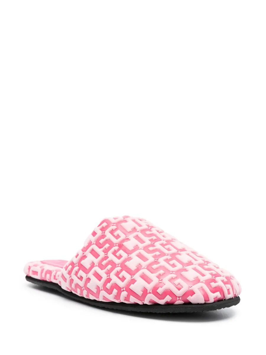 monogram-pattern round-toe slippers 4