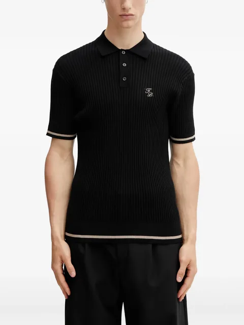 ribbed-knit logo-embroidered polo shirt