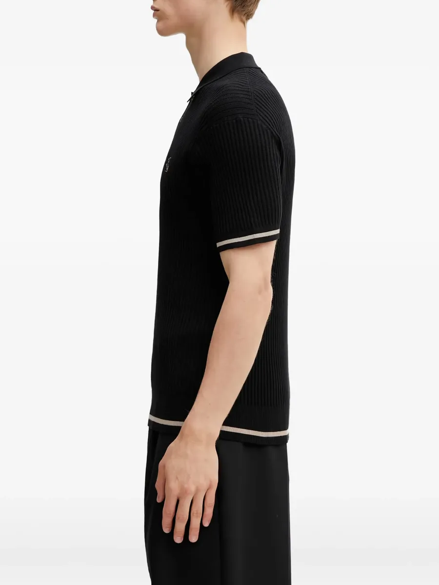 ribbed-knit logo-embroidered polo shirt 4