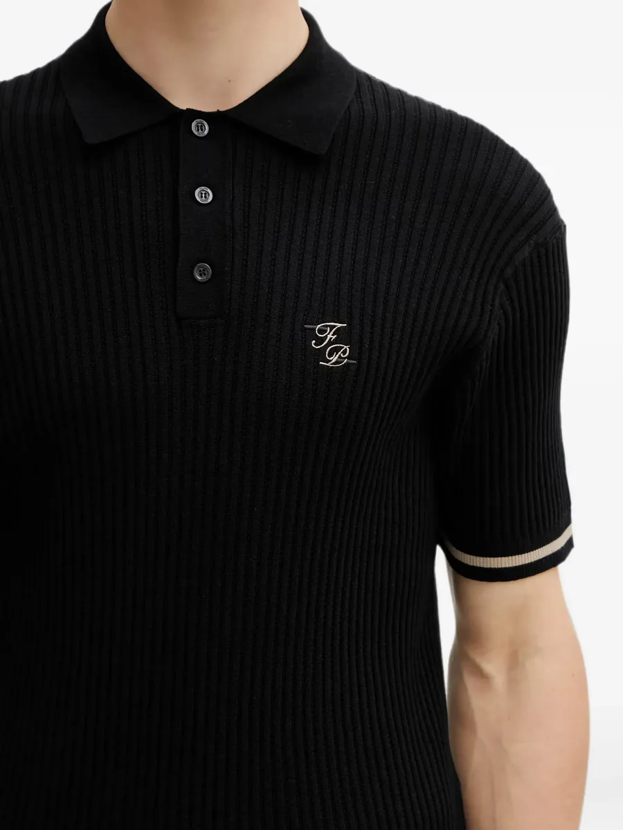 ribbed-knit logo-embroidered polo shirt 8