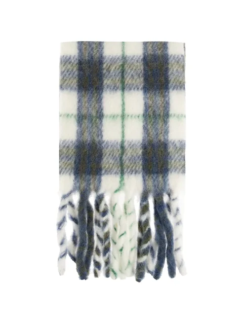 check-pattern fringed scarf