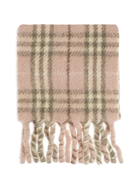 check-pattern fringed scarf