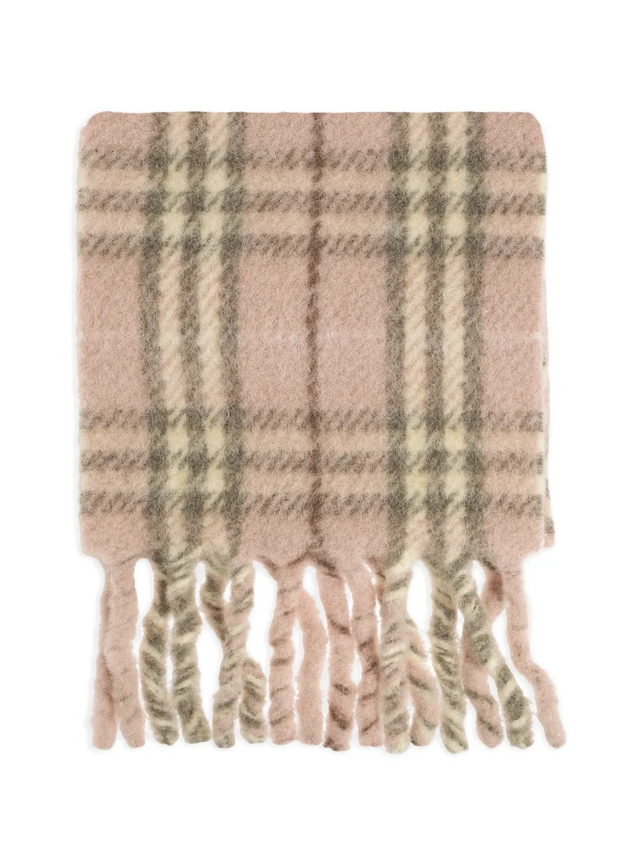 check-pattern fringed scarf 1