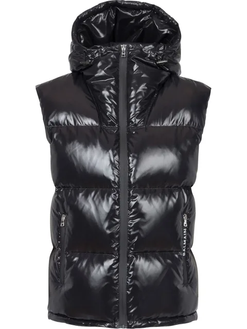 puffer hooded sleeveless jacket