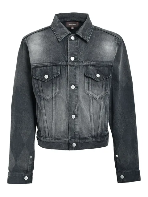 diamond-pattern denim jacket