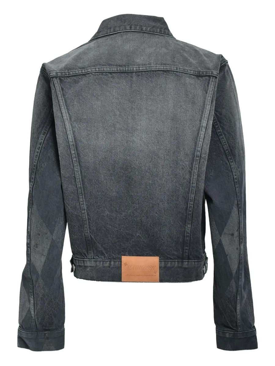 diamond-pattern denim jacket 4