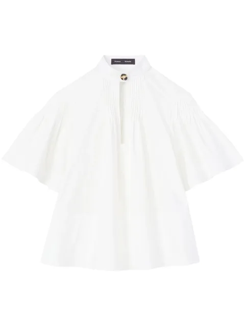 pintuck-detail flared blouse