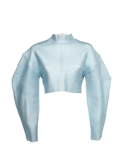 textured knit mock-neck top