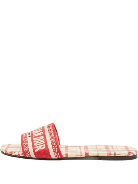 canvas embroidered slides