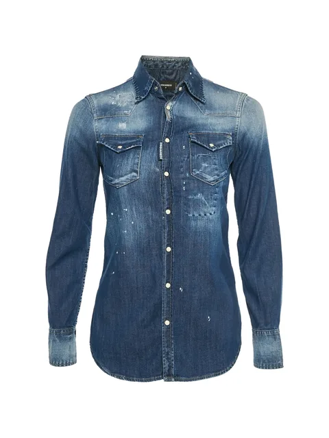 distressed denim shirt
