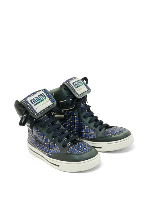 plaid high-top sneakers