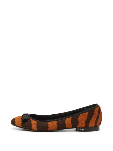 striped bow ballet flats