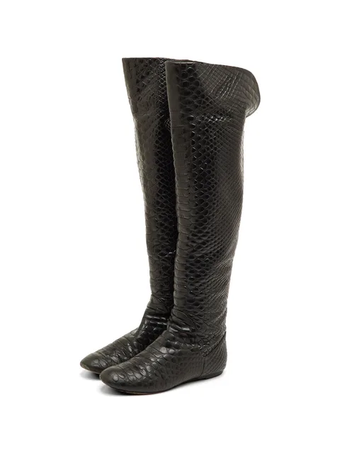 snakeskin-pattern over-the-knee boots