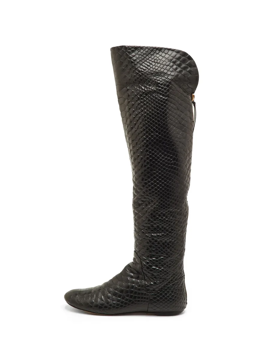 snakeskin-pattern over-the-knee boots 7