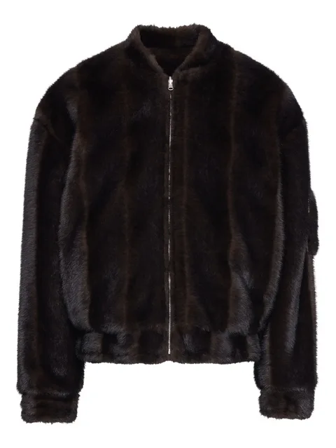 бомбер из искусственного меха на молнии