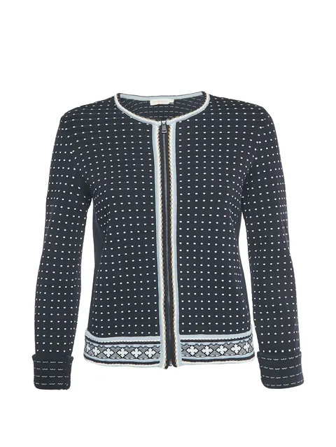 dotted-pattern zip-fastening jacket