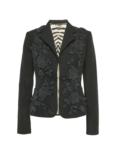floral-appliqué blazer