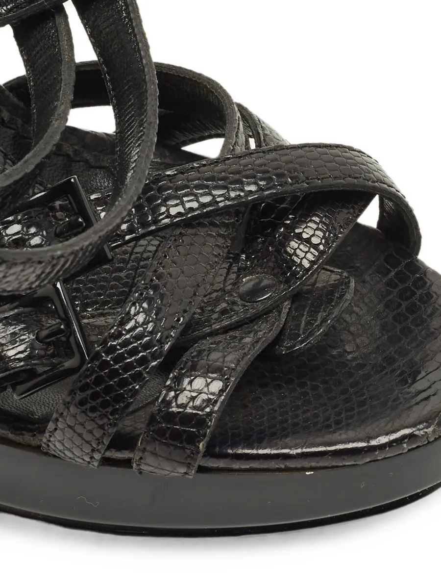 lizard-embossed ankle-strap leather sandals 9