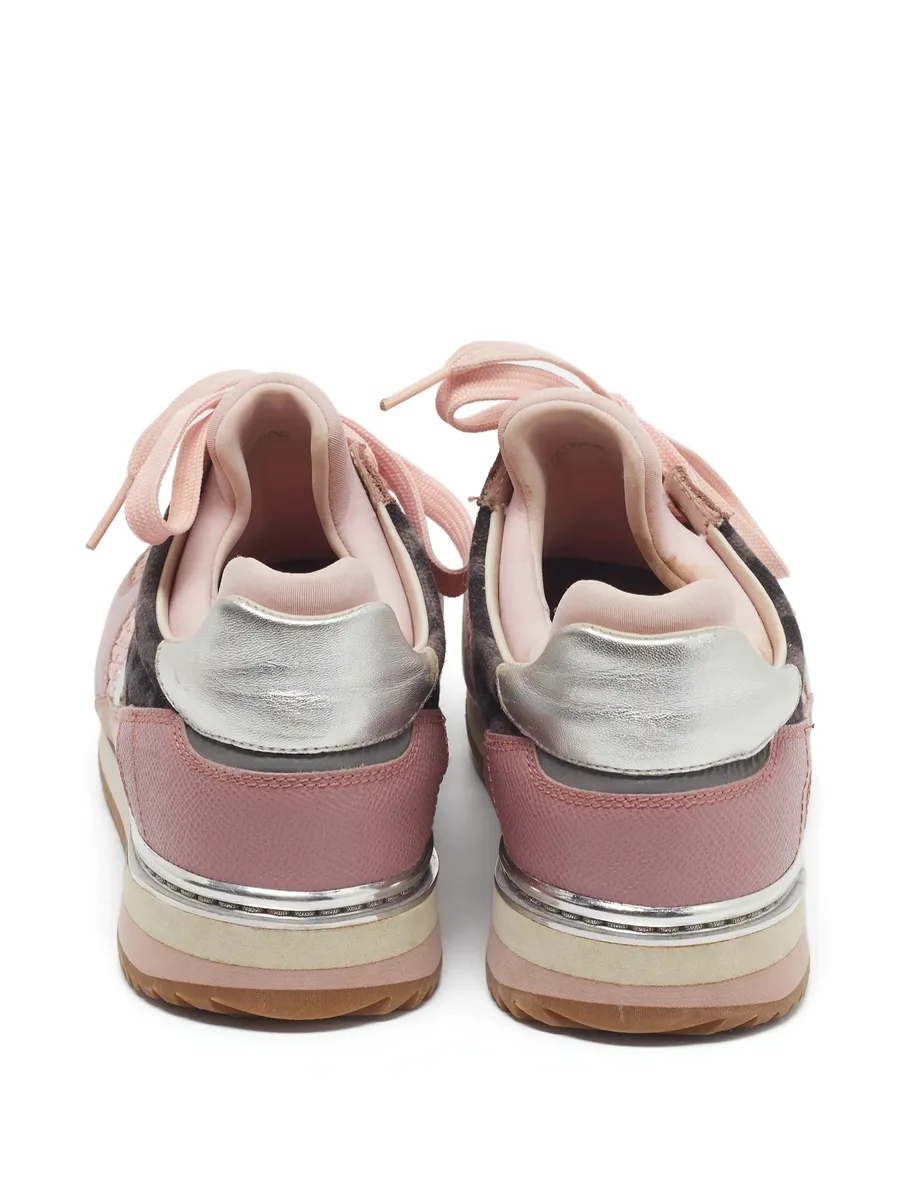 straw-panel leather sneakers 7