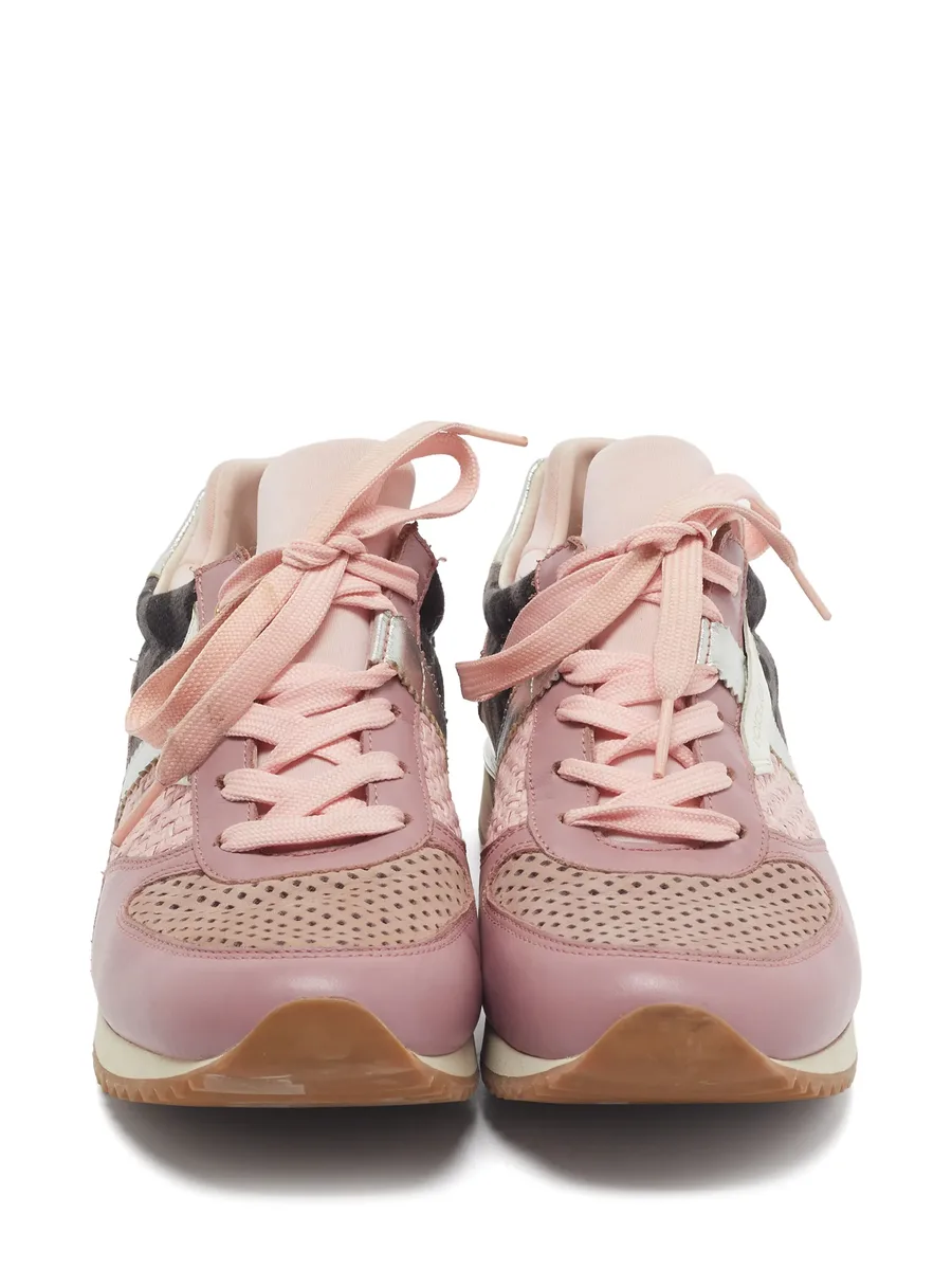 straw-panel leather sneakers 10