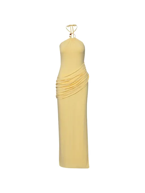 Clelia resin-embellished draped maxi dress
