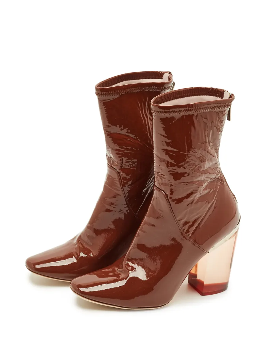 patent-leather clear-heel ankle boots 4