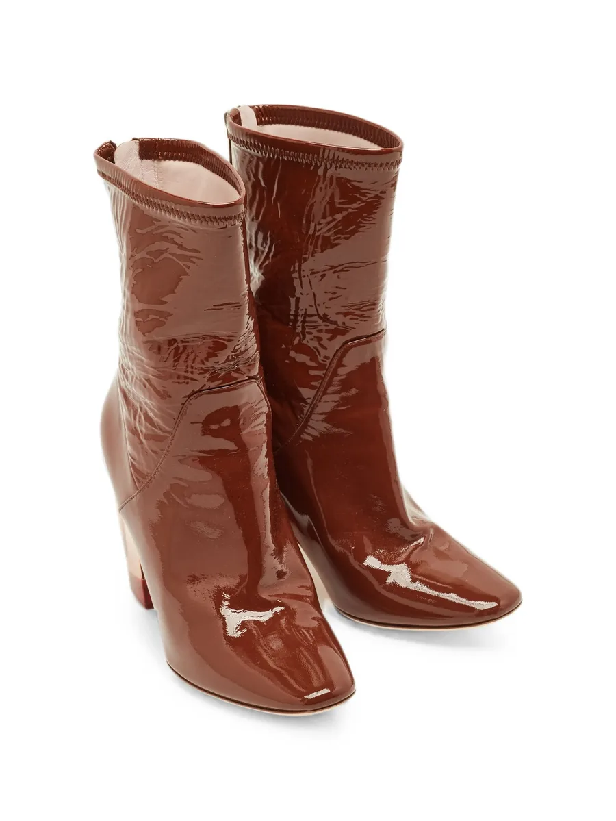 patent-leather clear-heel ankle boots 7