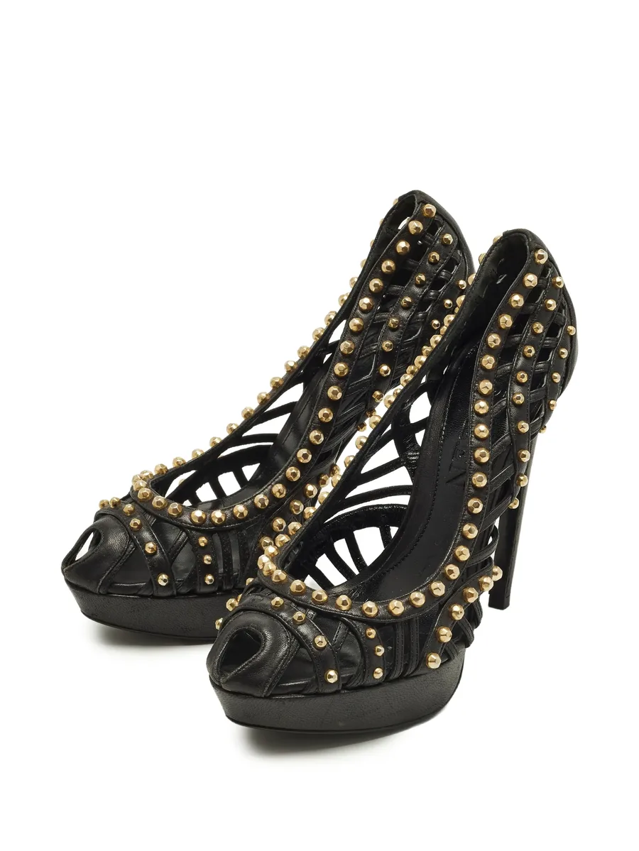 cut-out studded platform pumps 4