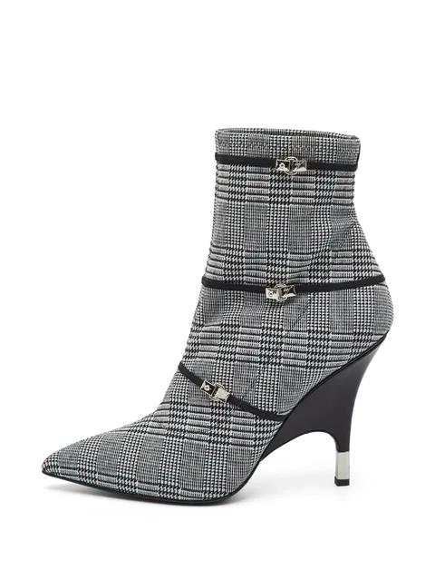 check stretch fabric ankle boots
