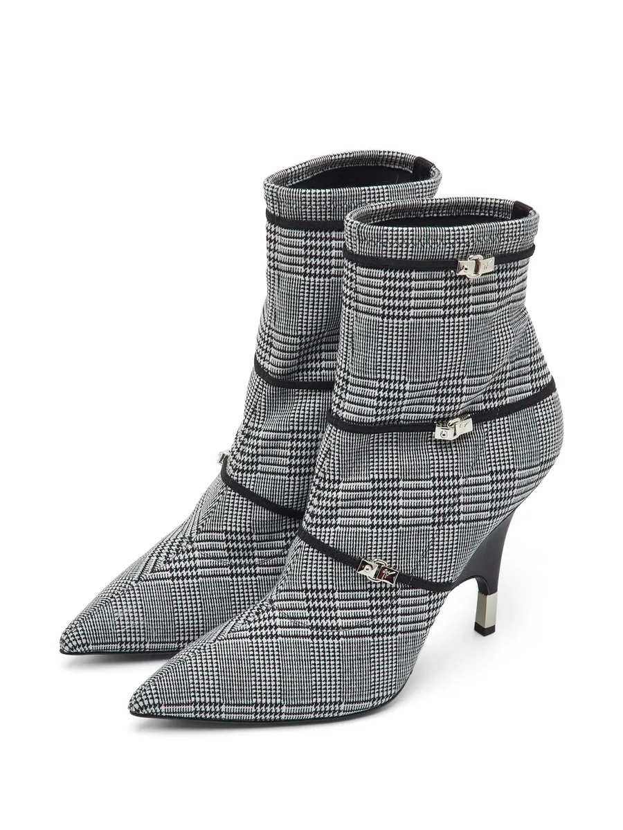 check stretch fabric ankle boots 3
