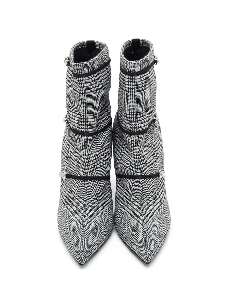 check stretch fabric ankle boots 8