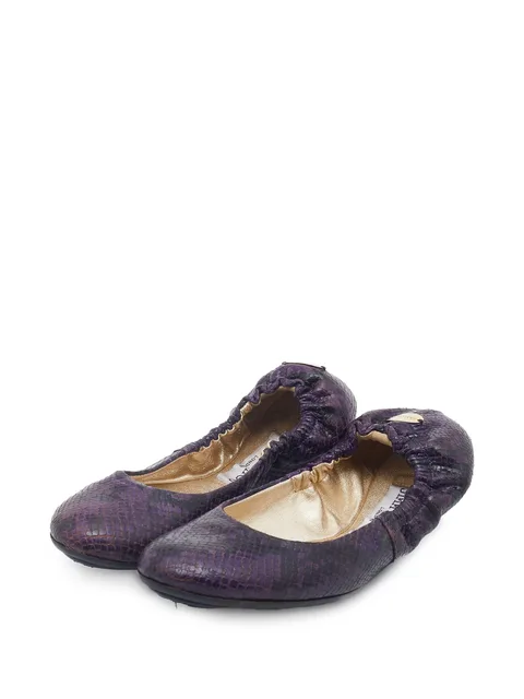 python-embossed leather ballet flats