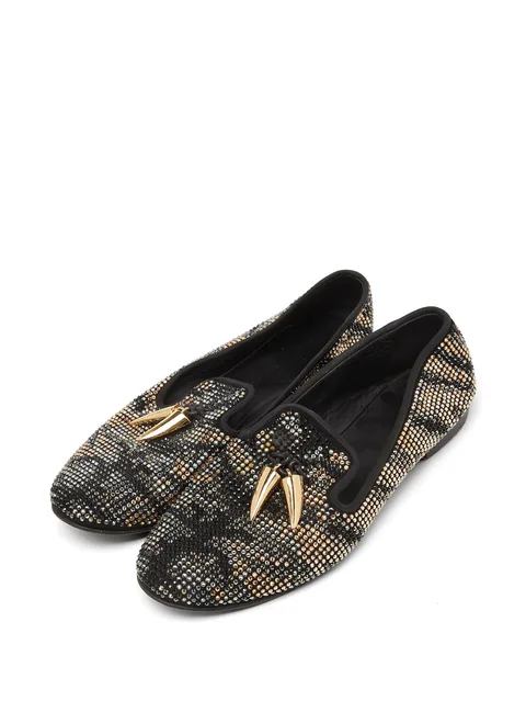 crystal-embellished shark tooth loafers