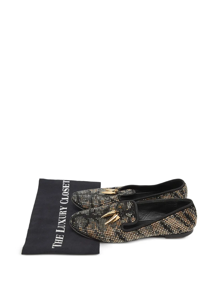 crystal-embellished shark tooth loafers 9
