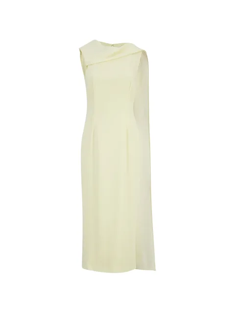 sash-detail crepe-satin midi dress