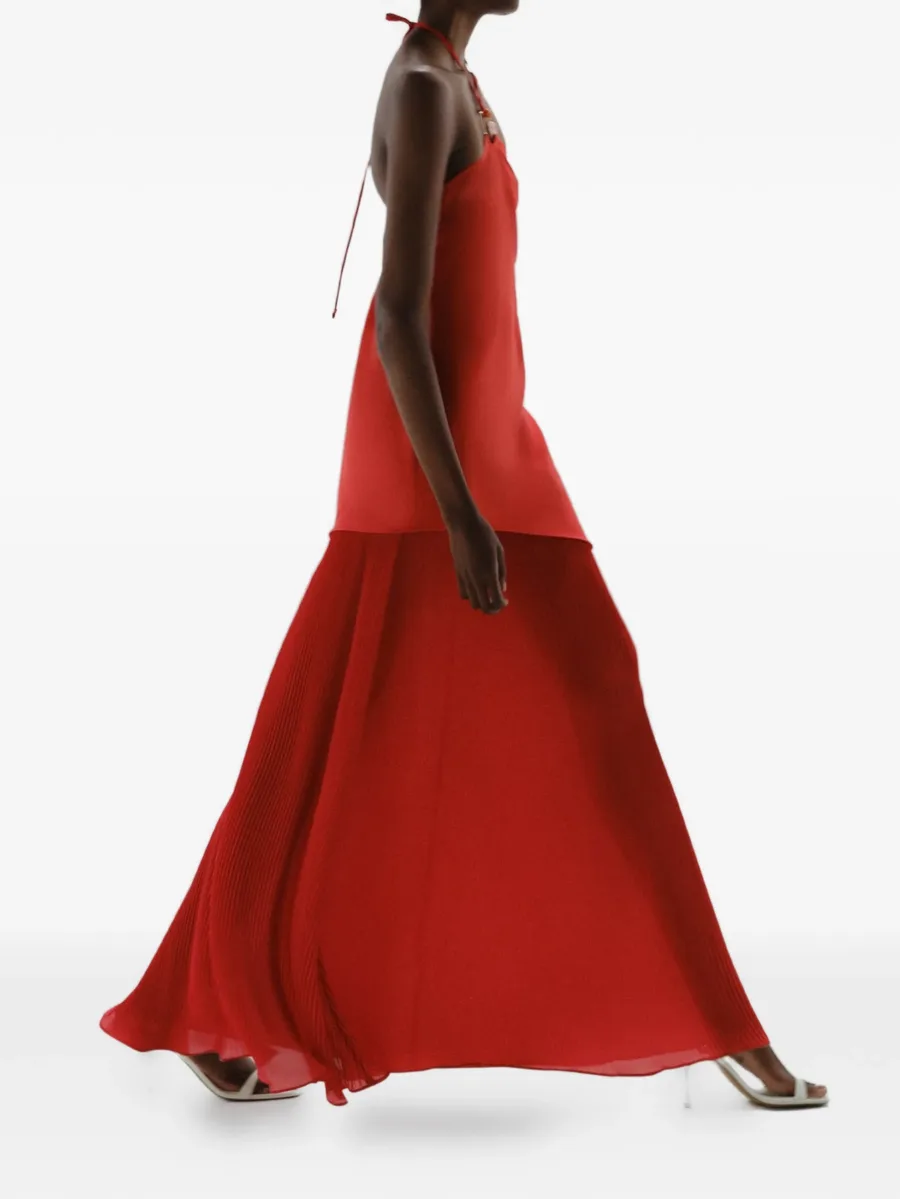 Gaia halter-ring pleated maxi dress 6