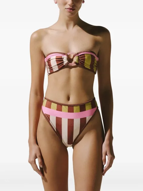 Kina striped high-rise bikini bottoms