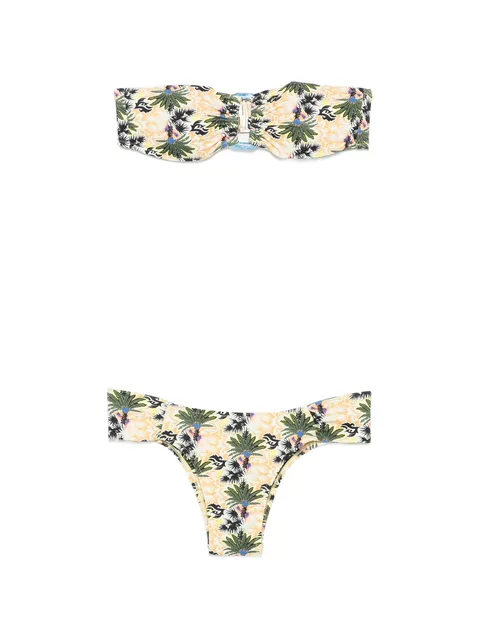 palm-print bandeau bikini