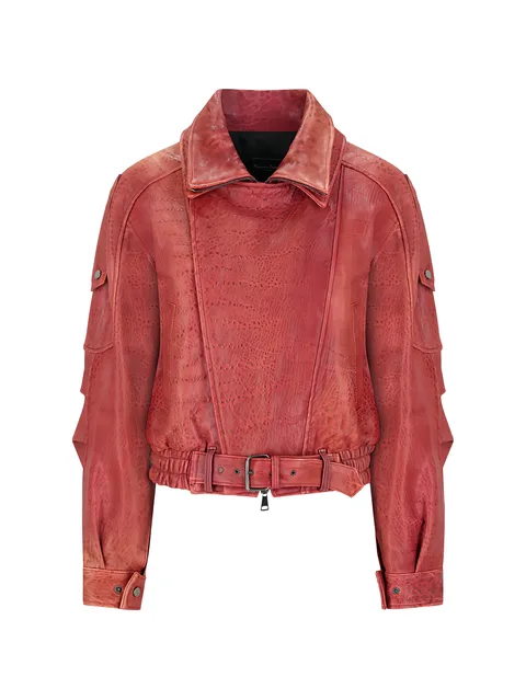 belted leather jacket