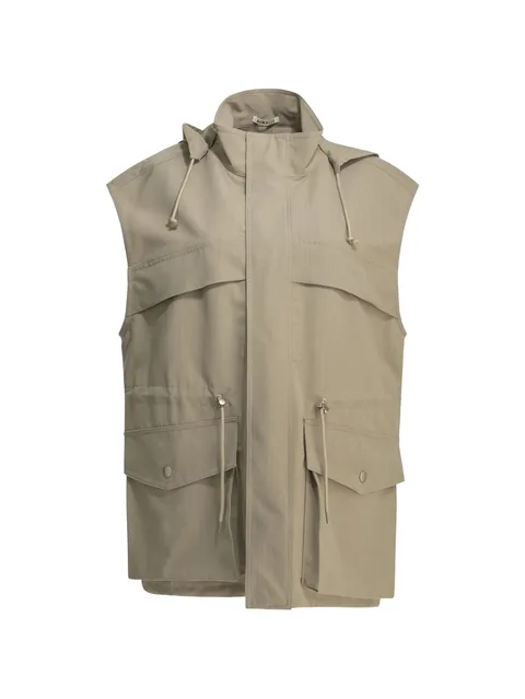 hooded drawstring gilet
