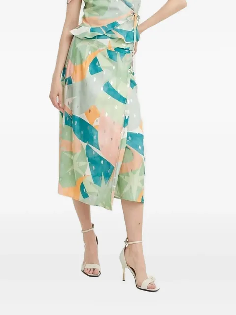 abstract-print asymmetric skirt