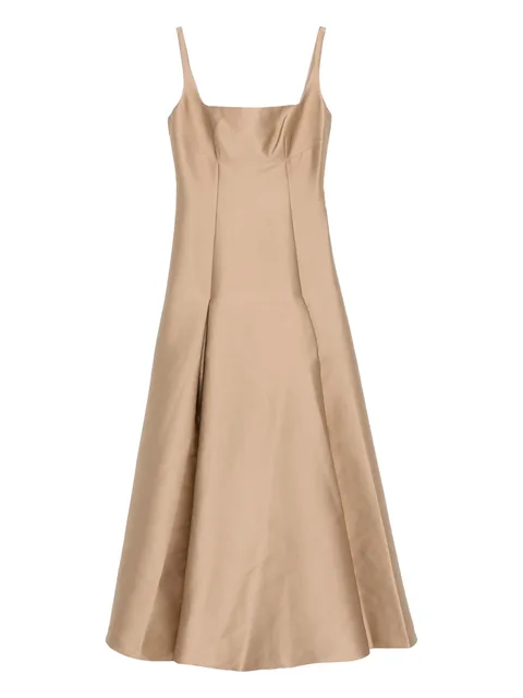 square-neck pleated maxi dress