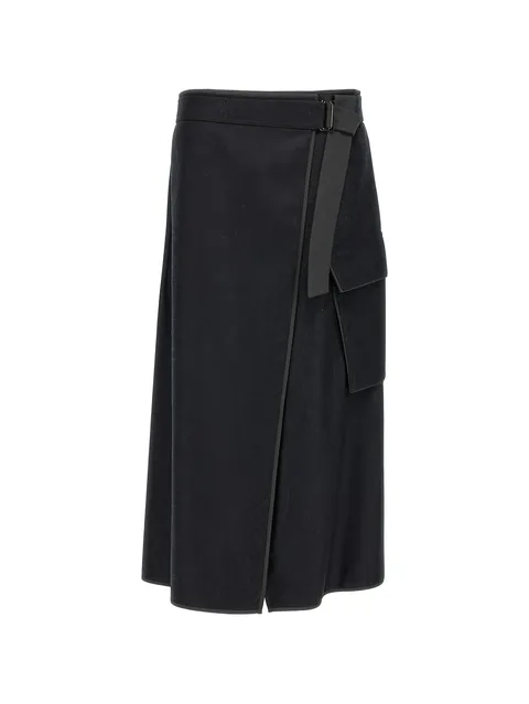 wrap-design midi skirt